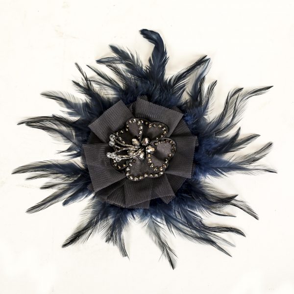 Vintage blue feather pin