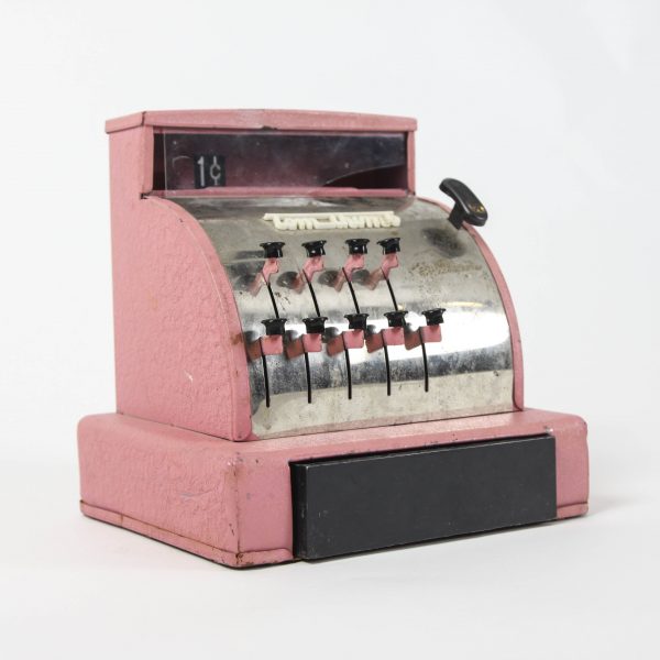 pink cash register toy prop