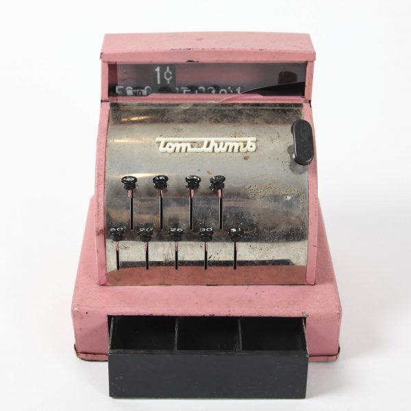 pink toy cash register prop