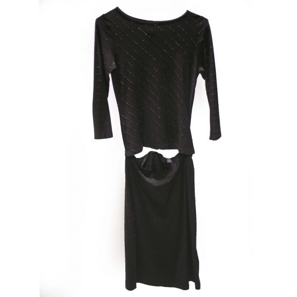 black sequin shirt and skirt rental